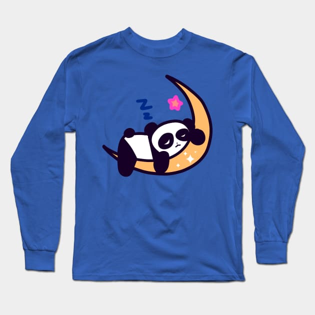 Kawaii Moon Panda Long Sleeve T-Shirt by saradaboru